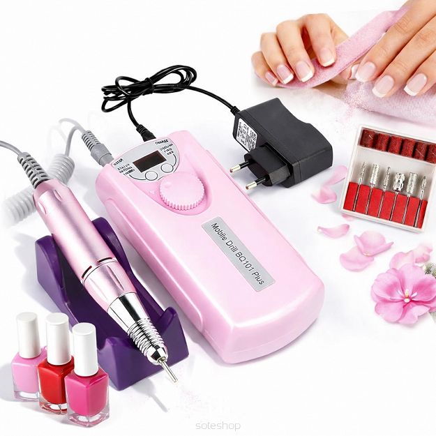 FREZARKA do paznokci Bezprzewodowa mocna 40W + zestaw frezów gratis