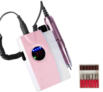 Frezarka do paznokci BEZPRZEWODOWA 40W wyświetlacz LCD + zestaw frezów Gratis