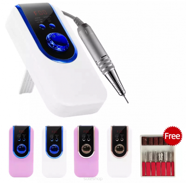 Frezarka do paznokci BEZPRZEWODOWA 40W LCD + zestaw frezów Gratis